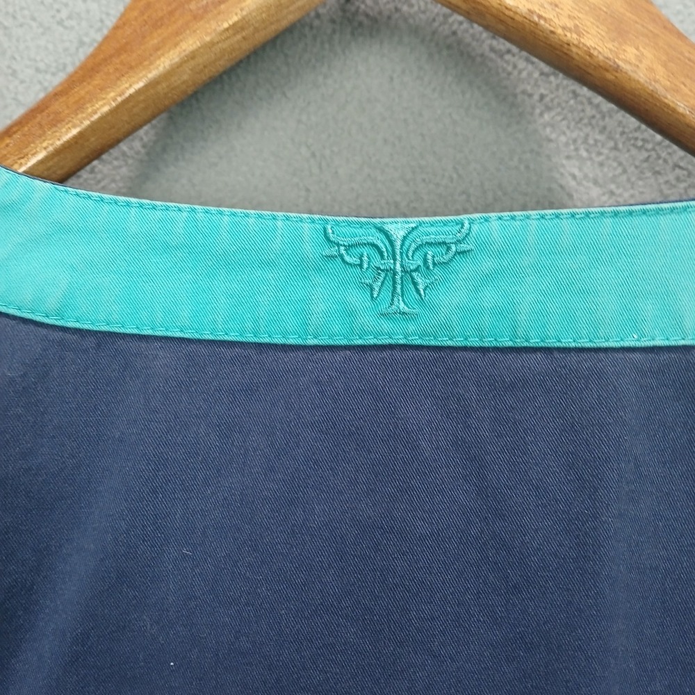 Couture Scrub Top Womens Medium Blue Cotton Embroidered Logo V Neck Medical - Picture 5 of 10